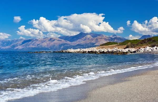 Coast of island of Corfu with white rock — Stock Photo, Image