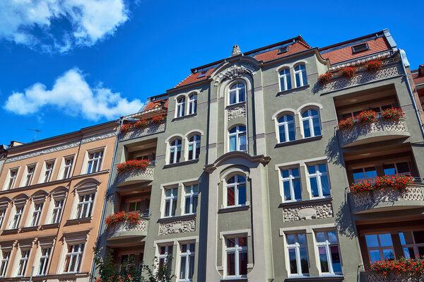 Street with Art Nouveau buildings in Poznan