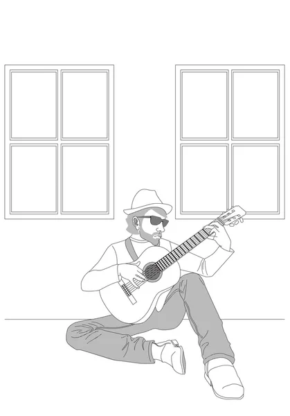 Illustrerade man spelar gitarr — Stockfoto