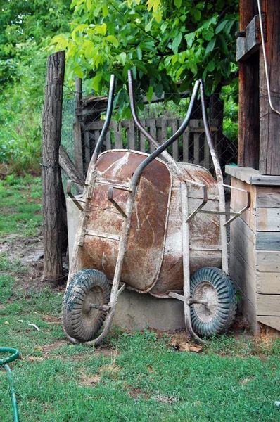 Wheelbarrow carts in the yard — Stock Photo, Image