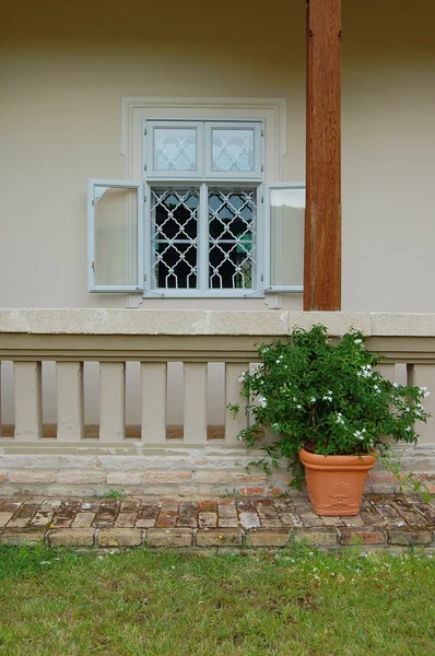 Vacker gammal herrgård med vita verandan — Stockfoto