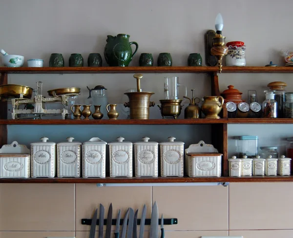 vintage kitchen with spice rack