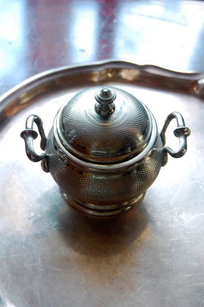 伝統的なお茶セット、シュガー ボウルの詳細 — ストック写真