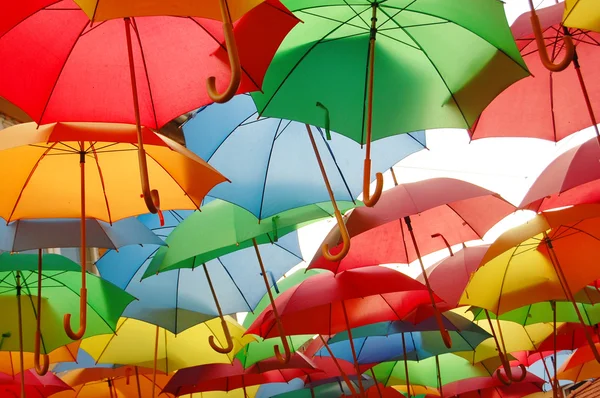 Street decorated with colored umbrellas — Stock Photo, Image