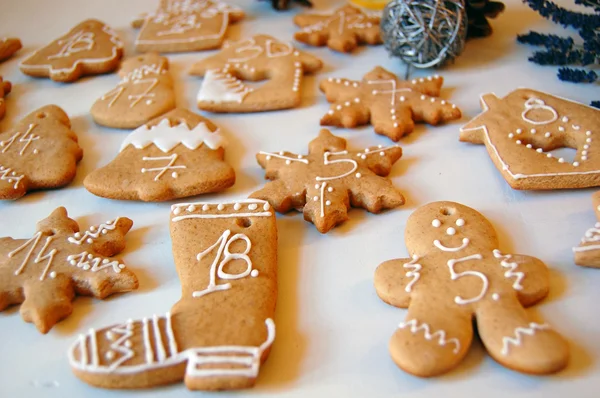 Gingerbread cookies on wooden table — Stock Photo, Image