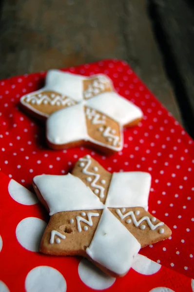 Gingerbread cookies on wooden table — Stock Photo, Image