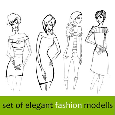 Stilize moda modelleri kümesi