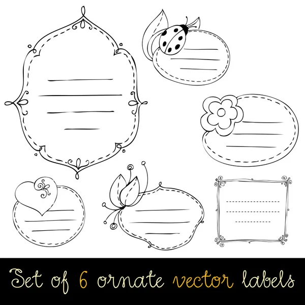 Set of cute doodle labels — Stock Vector