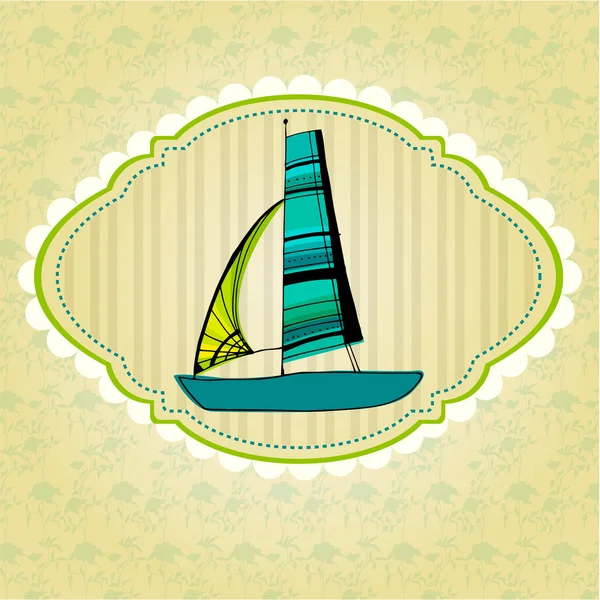 Background with cute ship — Stock Vector