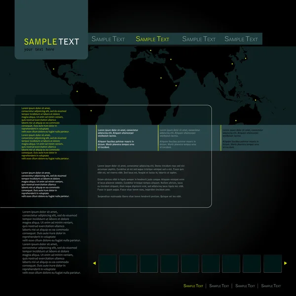 Website sjabloon met wereld silhouet — Stockvector