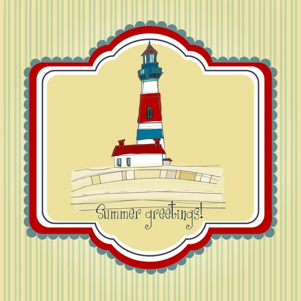 Summer background with lighthouse — Stock Vector