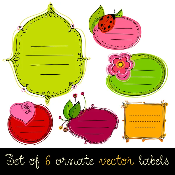 Set of cute doodle labels — Stock Vector