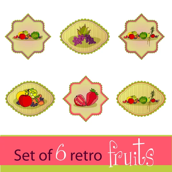 Set of cute fruits cards — Stock Vector