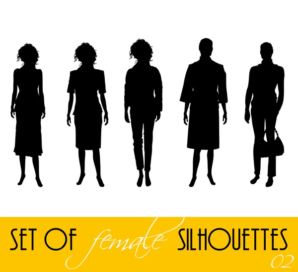 Ensemble de silhouettes de femmes — Image vectorielle