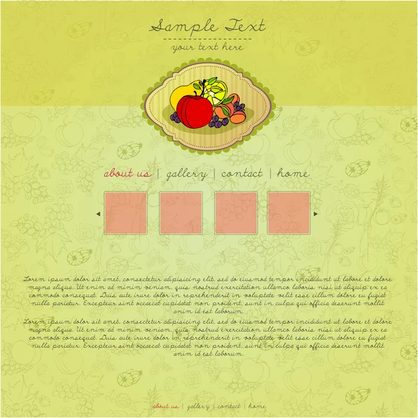Website template with illustrated fruits — Stock Vector