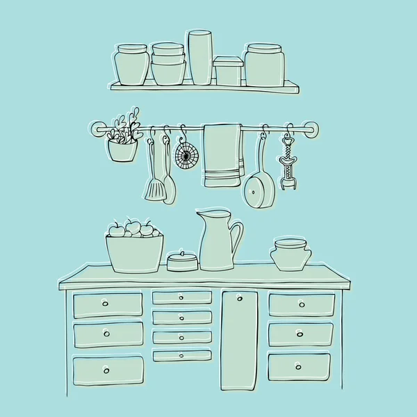 Interior de cocina — Vector de stock