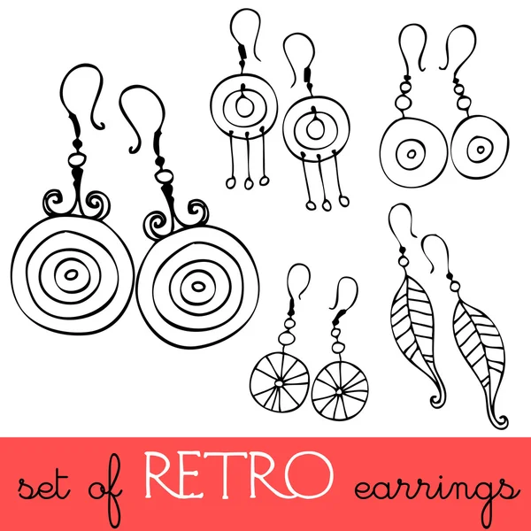 Conjunto de pendientes retro — Archivo Imágenes Vectoriales