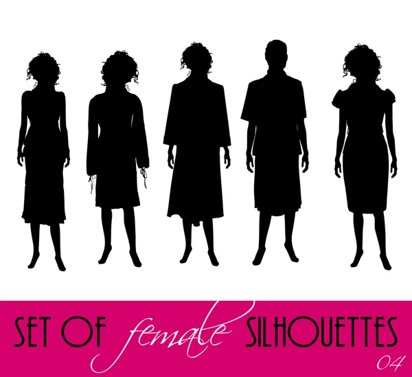 Ensemble de silhouettes de femmes — Image vectorielle