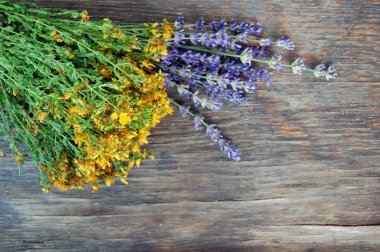 background of lavender and St John's wort