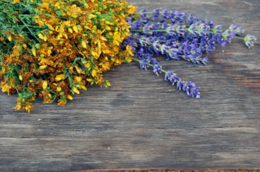 background of lavender and St John's wort