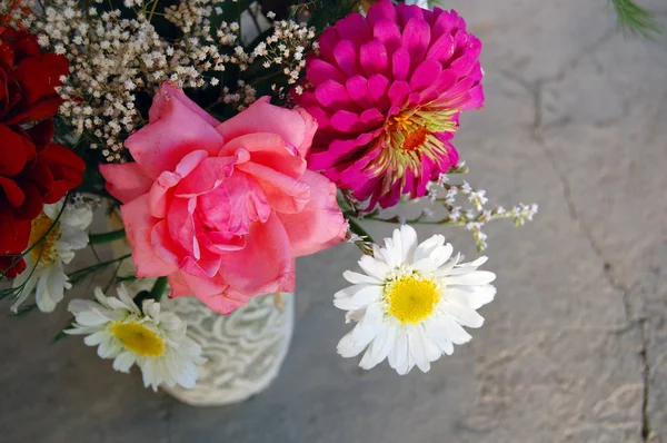 Beautiful bouquet of colorful summer flowers — Stock Photo, Image