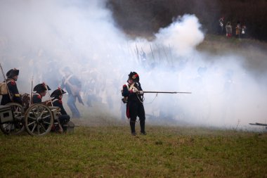 TVAROZNA, CZECH REPUBLIC - NOVEMBER 29, 2014: History fan in mil