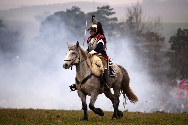 History fan in military costume, Austerlitz — Stock Photo, Image