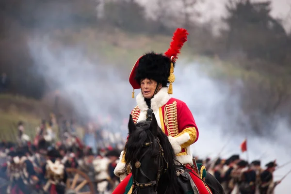 History fan in military costume, Austerlitz — Stock Photo, Image