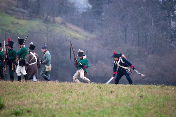 Historiefan i militært kostyme, Austerlitz – stockfoto