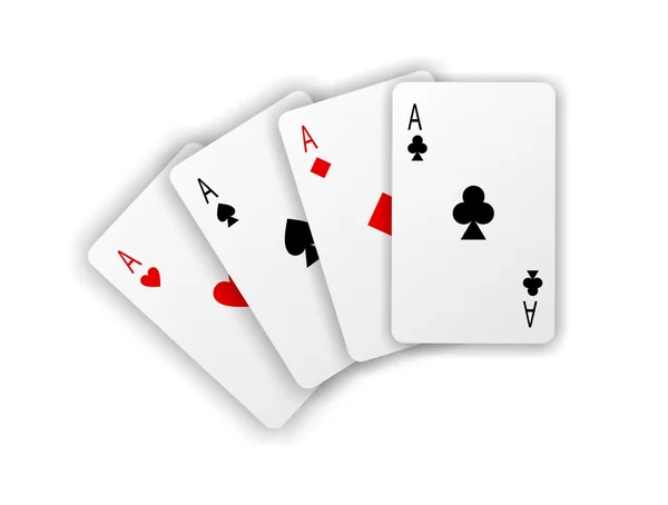 Playing cards. Four aces on white background with soft shadow — Stock Photo, Image