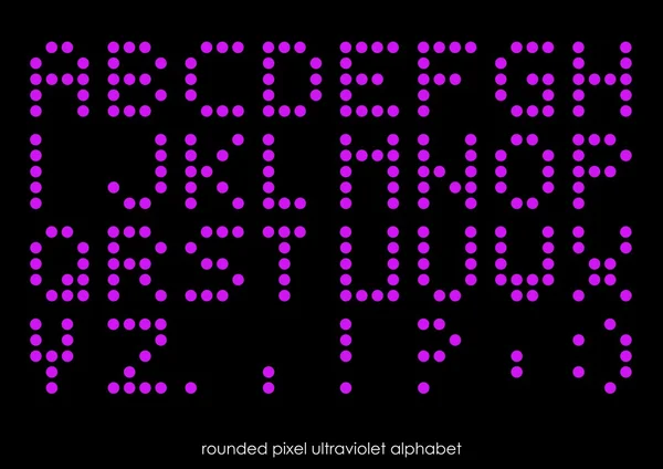Rounded flat pixel art alphabet font in ultravioletl color — Stock Vector