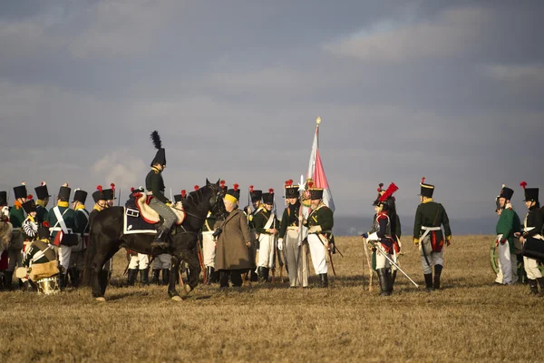 Aficionados de la historia en trajes militares Austerlitz —  Fotos de Stock