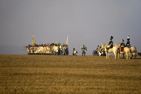 Miłośników historii w kostiumy wojskowe Austerlitz — Zdjęcie stockowe