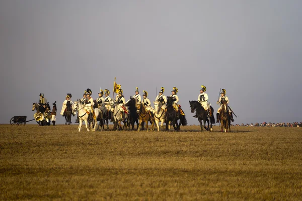 History fans in military costumes Austerlitz — Stock Photo, Image