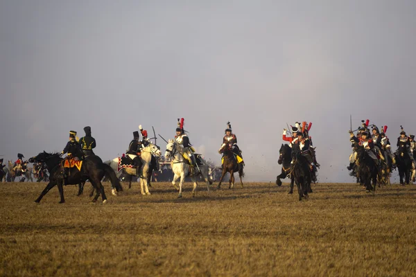 Miłośników historii w kostiumy wojskowe Austerlitz — Zdjęcie stockowe