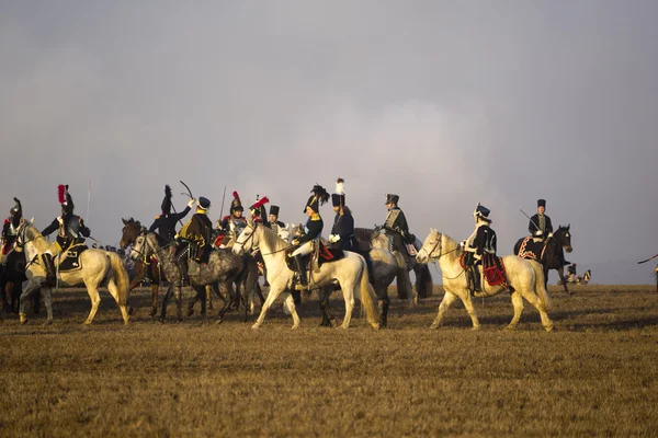 Aficionados de la historia en trajes militares Austerlitz —  Fotos de Stock