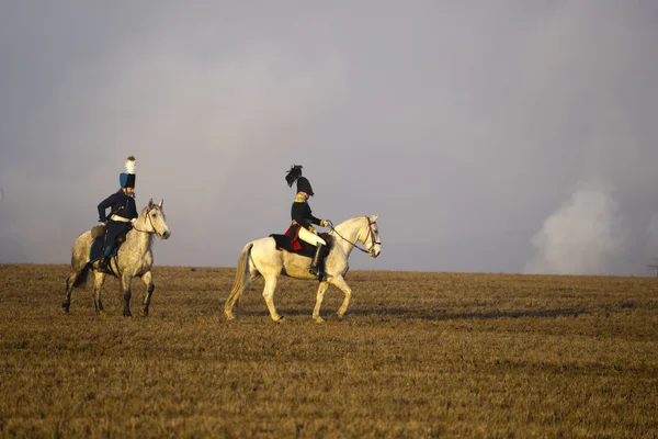 Askeri kostümleri Austerlitz geçmiş hayranları — Stok fotoğraf