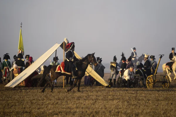 Miłośników historii w kostiumy wojskowe Austerlitz — Zdjęcie stockowe