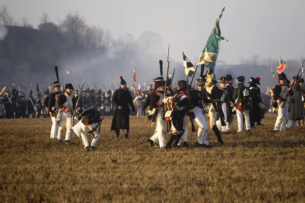 Aficionados de la historia en trajes militares Austerlitz —  Fotos de Stock