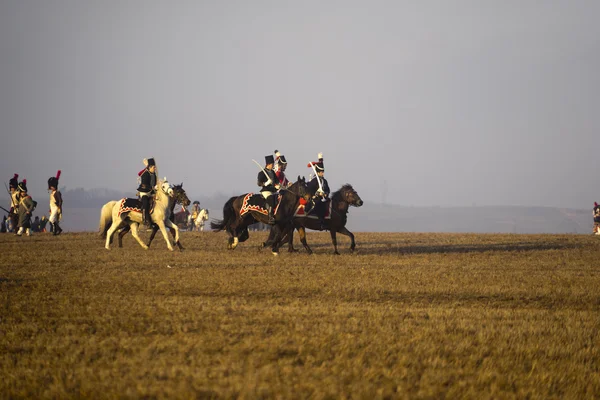 Miłośników historii w kostiumy wojskowe Austerlitz — Zdjęcie stockowe