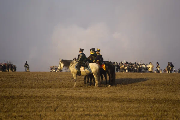 Askeri kostümleri Austerlitz geçmiş hayranları — Stok fotoğraf