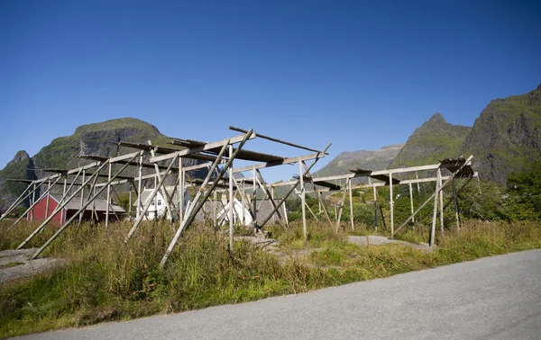 Traditional equipment for drying stock fish, Lofoten, Norway — Stock Photo, Image