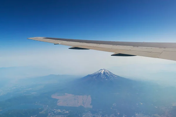 Vuelo Comercial Sobre Montaña Fuji Con Fantásticas Vistas Ventana Fotos de stock