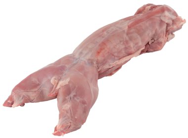 Rabbit carcass isolated on white. Rabbit meat. 