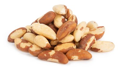 Heap of healthy Brazilian nuts on white background