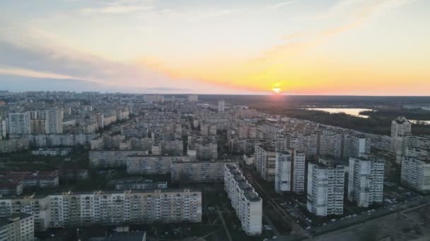 Barrios Ciudad Kiev Atardecer — Vídeos de Stock