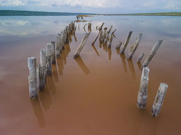 Salt Water Estuary Kuyalnik Ukraine Popular Landmark Pink Salt Water — Foto Stock