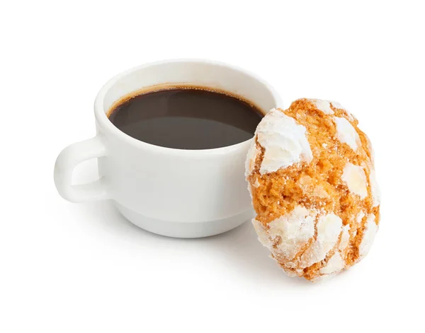 Fresh Hot Coffee Delicious Crispy Cookie White Background — Stock Photo, Image