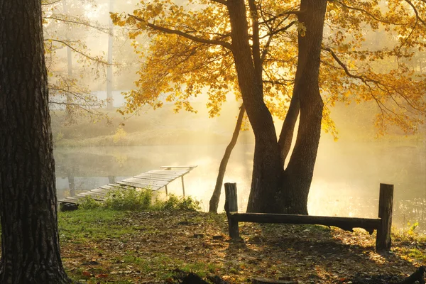 Antiguo muelle durante la mañana de otoño — Foto de Stock