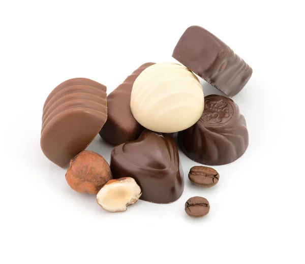 Chocolates sobre blanco —  Fotos de Stock